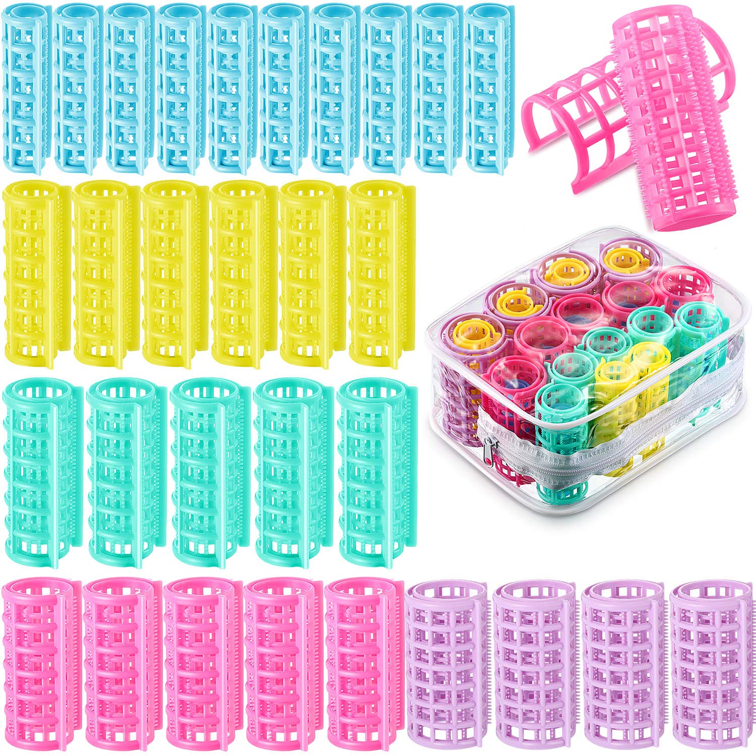 Rouleaux WILLBOND en plastique, ensemble 5 tailles pour boucles sans chaleur.
