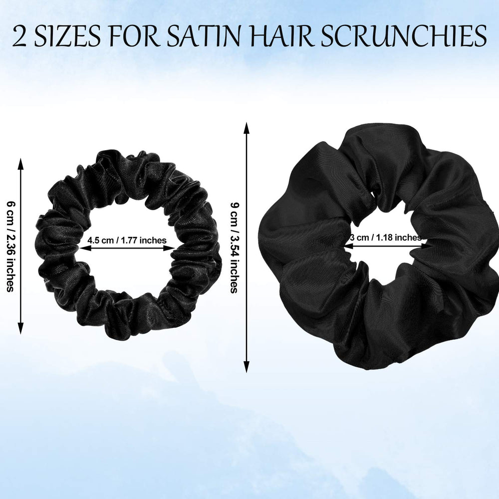 Willbond scrunchies satin noir fin 4-5x6 cm, tenue légère.