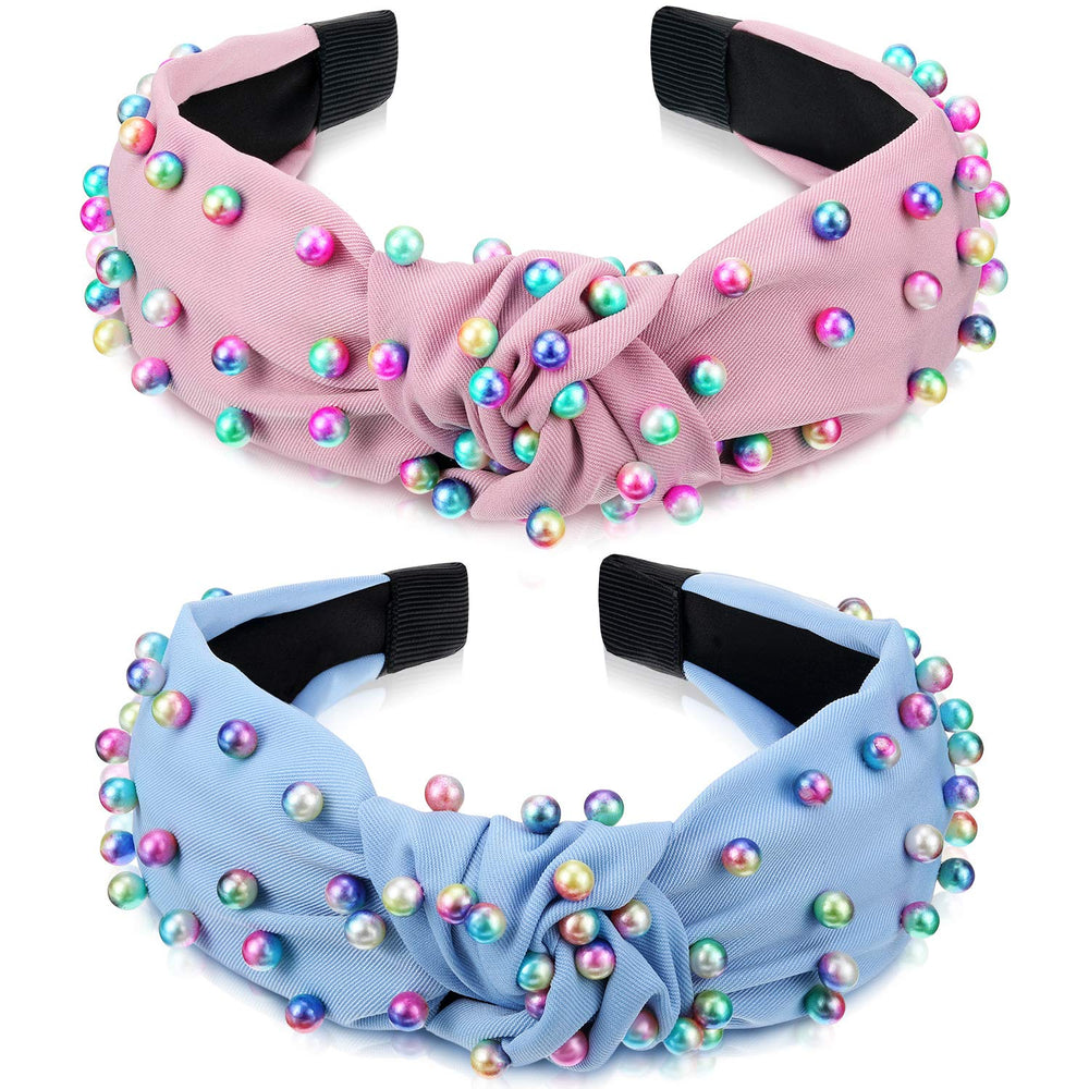 WILLBOND serre-tete perles noeud croise rose, allure chic et moderne.