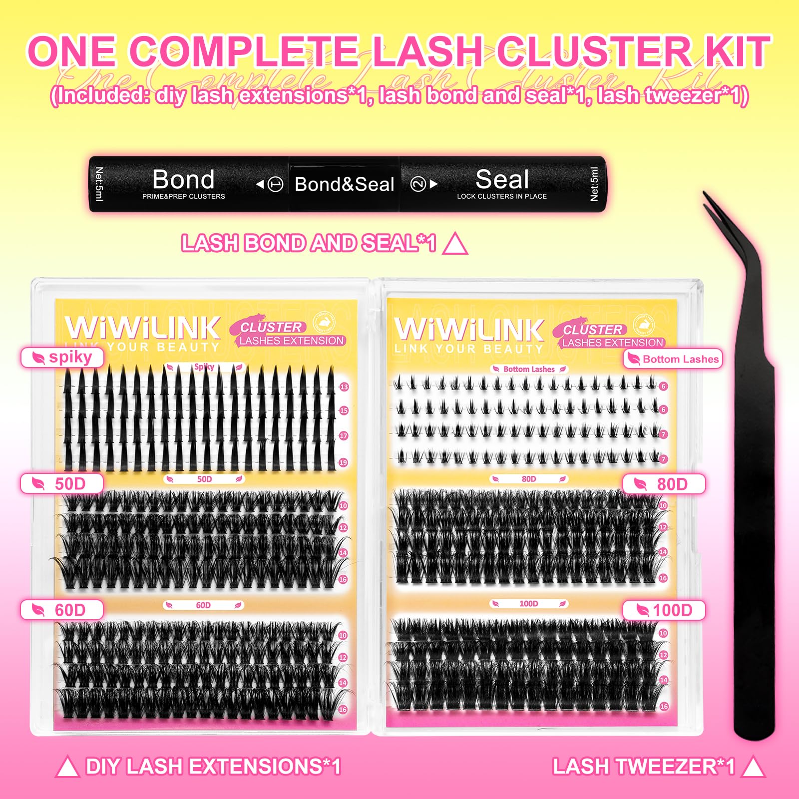 WiWiLINK kit extensions cils doux et volumineux 10-16mm pour naturel.