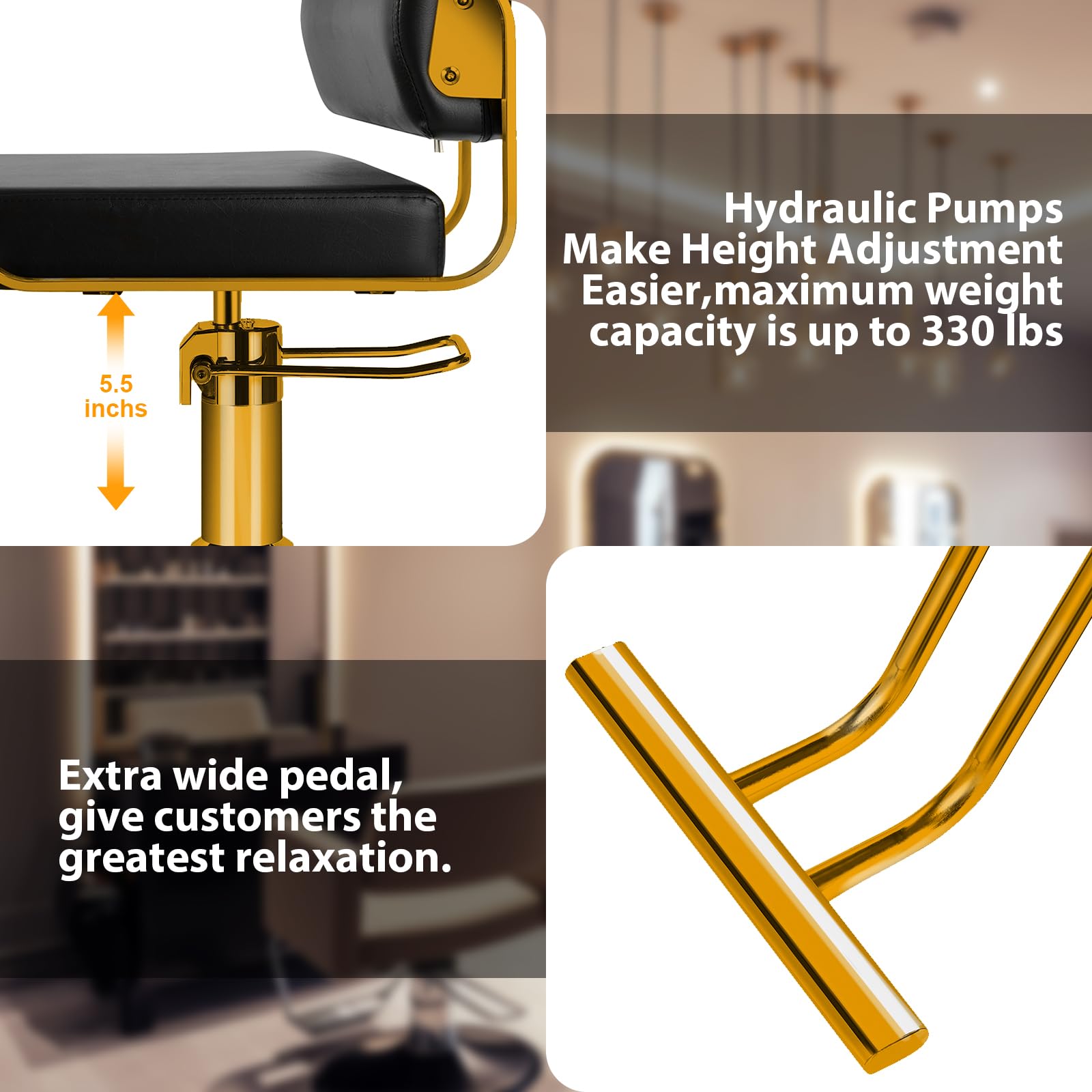 WINEDYOUNG accoudoirs-intégrés-chaise-coiffure offrent un soutien ergonomique.
