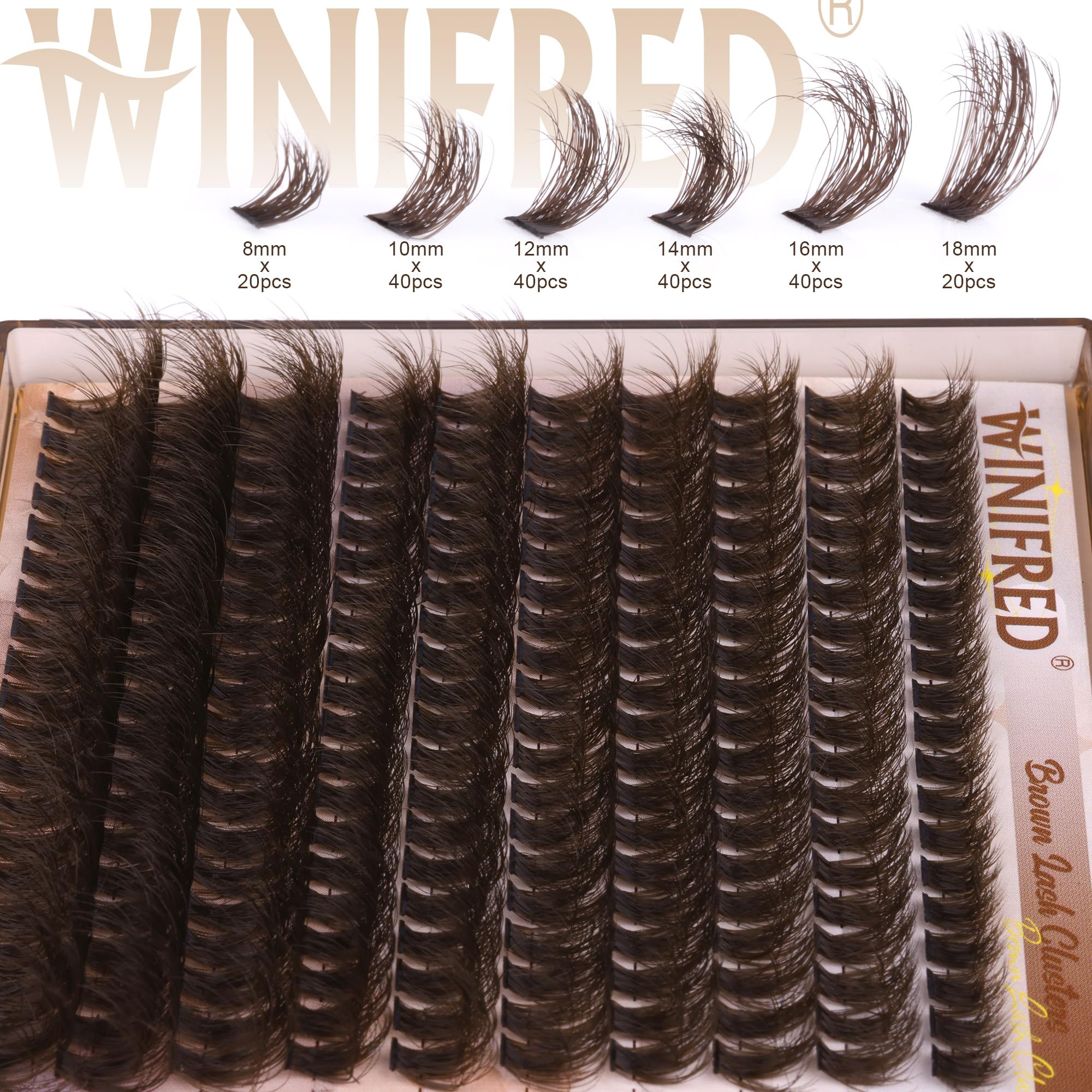 Pose DIY facile des cils brun Winifred 8–18 mm.
