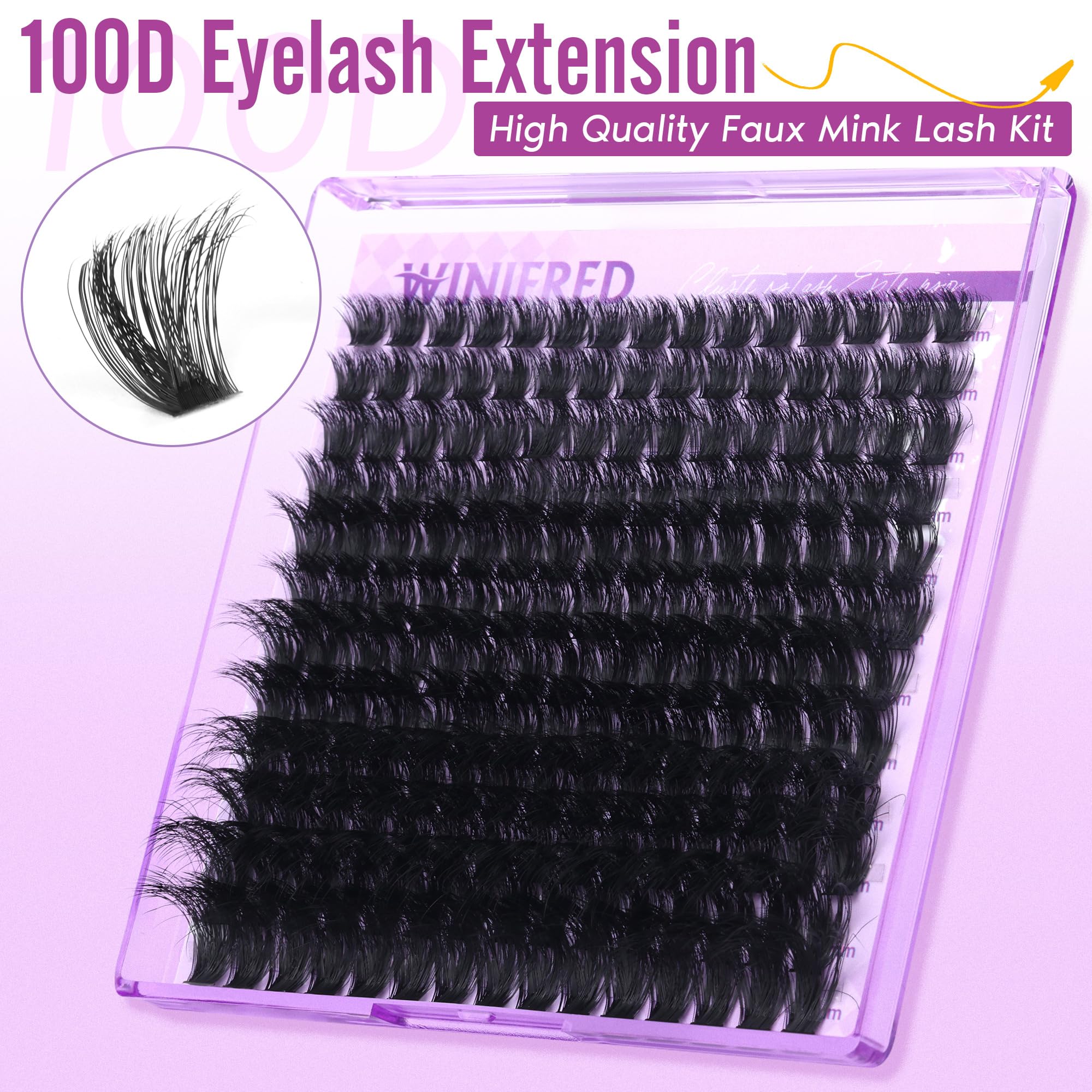 Winifred clusters cils 100D 8mm-18mm – volume varié pour looks personnalisés