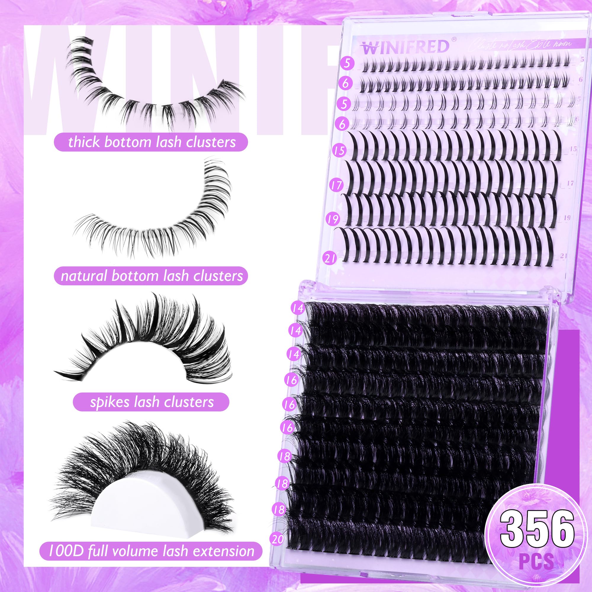 Winifred ensembles-cils 100d complets, effet dense et durable.