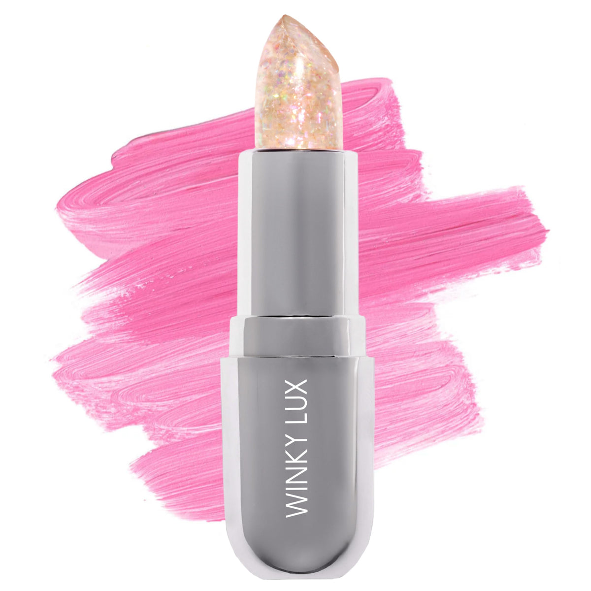 Baume Confetti Arc-en-Ciel de Winky Lux, couleur personnalisée et paillettes.