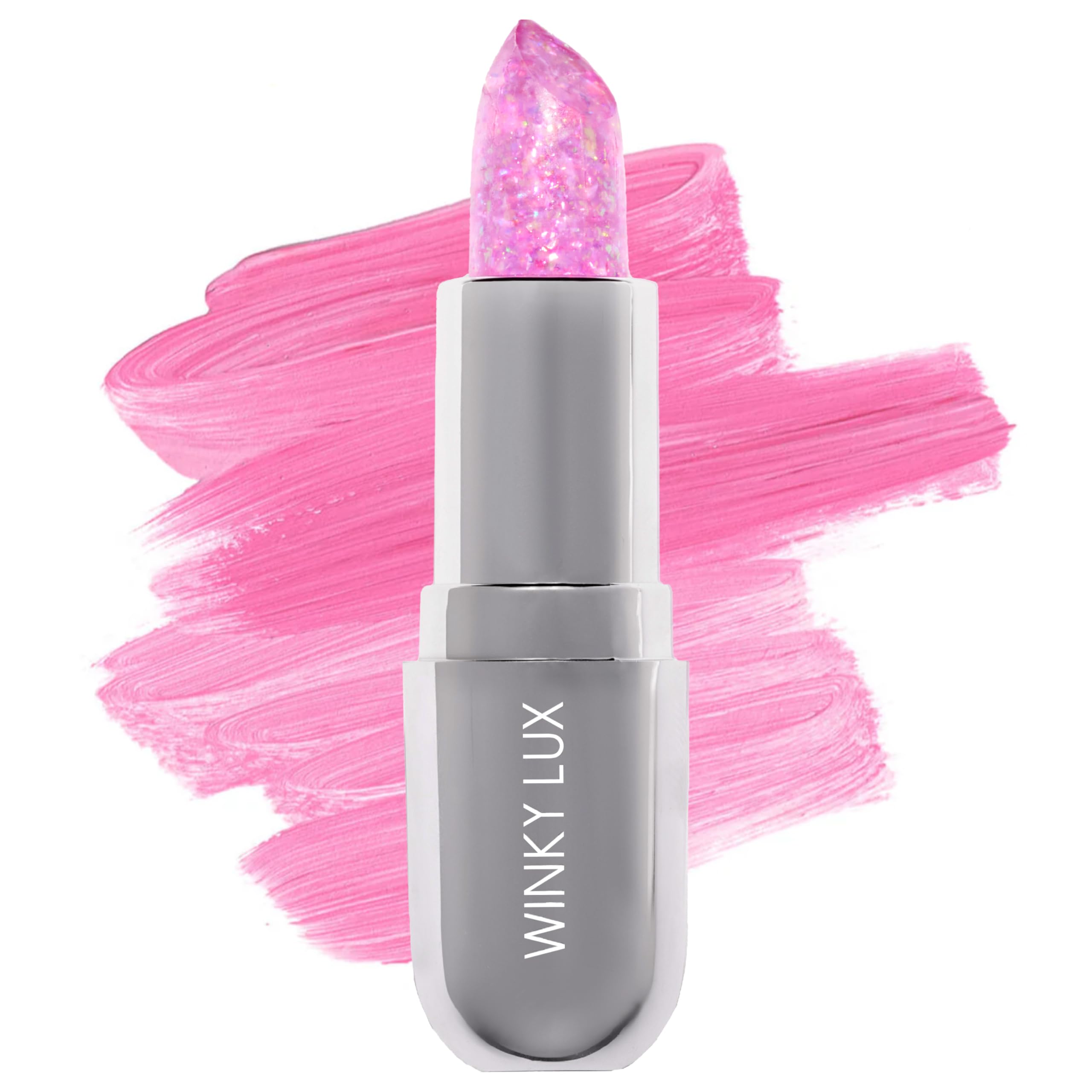 Winky Lux baume lavande confettis, application légère et changement de couleur personnalisé.