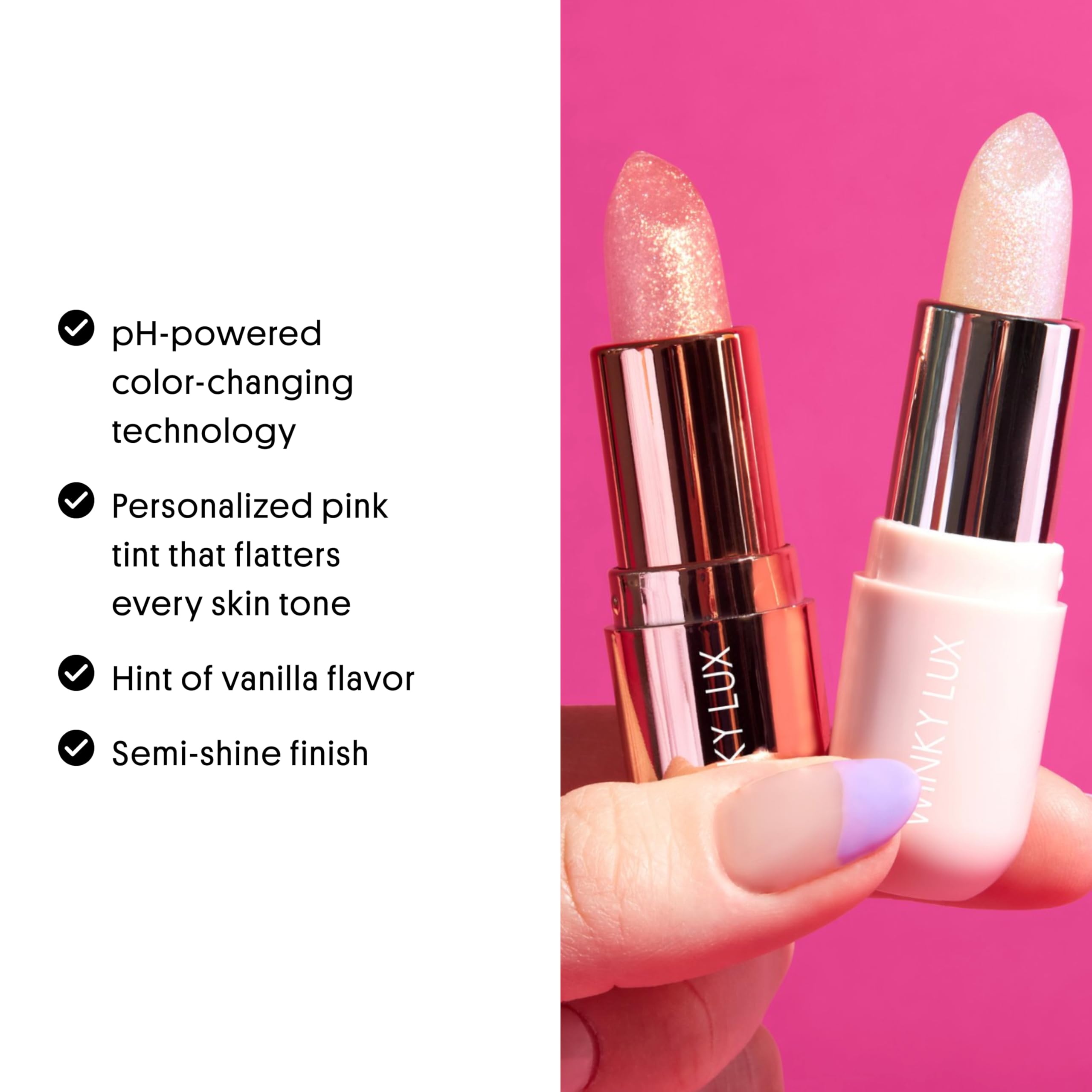 Winky Lux Baume Rosé Scintillant, formule propre vegan sans sulfates