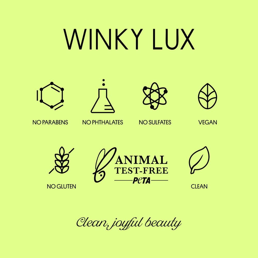 Winky Lux baume-sans-sulfates: formule propre, sans cruauté envers les animaux et végane.