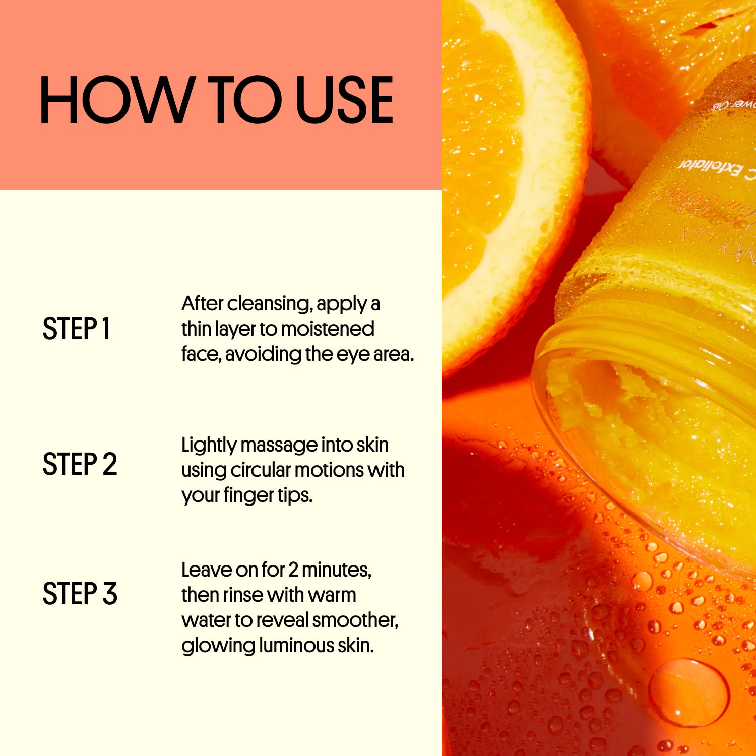 Exfoliant Orange You Bright de Winky Lux, mélange huiles orange-carotte pour nourrir sans lourdeur.