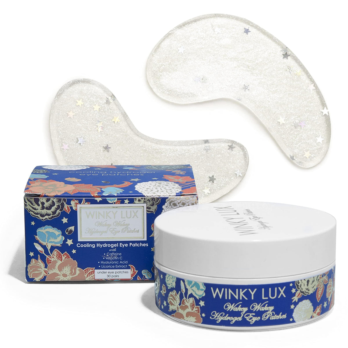 Winky Lux Wakey Wakey, emballage pratique et recyclable des patchs hydrogel pour les yeux.