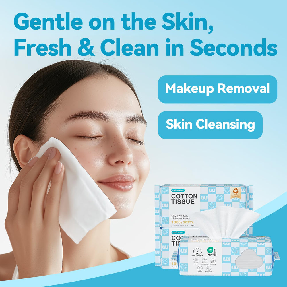 Serviettes Winner ultra-absorbantes, idéales pour le démaquillage et le lavage.