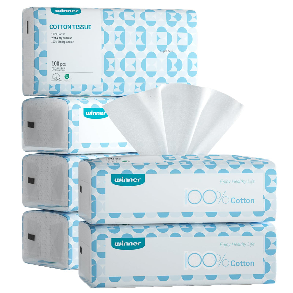 Winner Lingettes Douces pour le visage emballage pack6 pratique pour le quotidien.