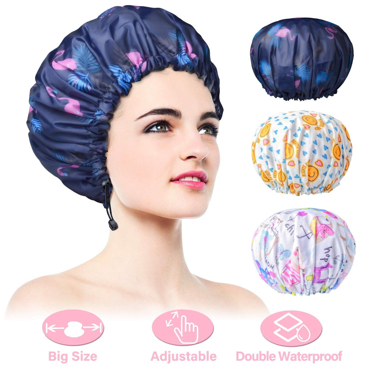 Bonnet de douche WINSTECK extra-large protège les cheveux pendant la douche.