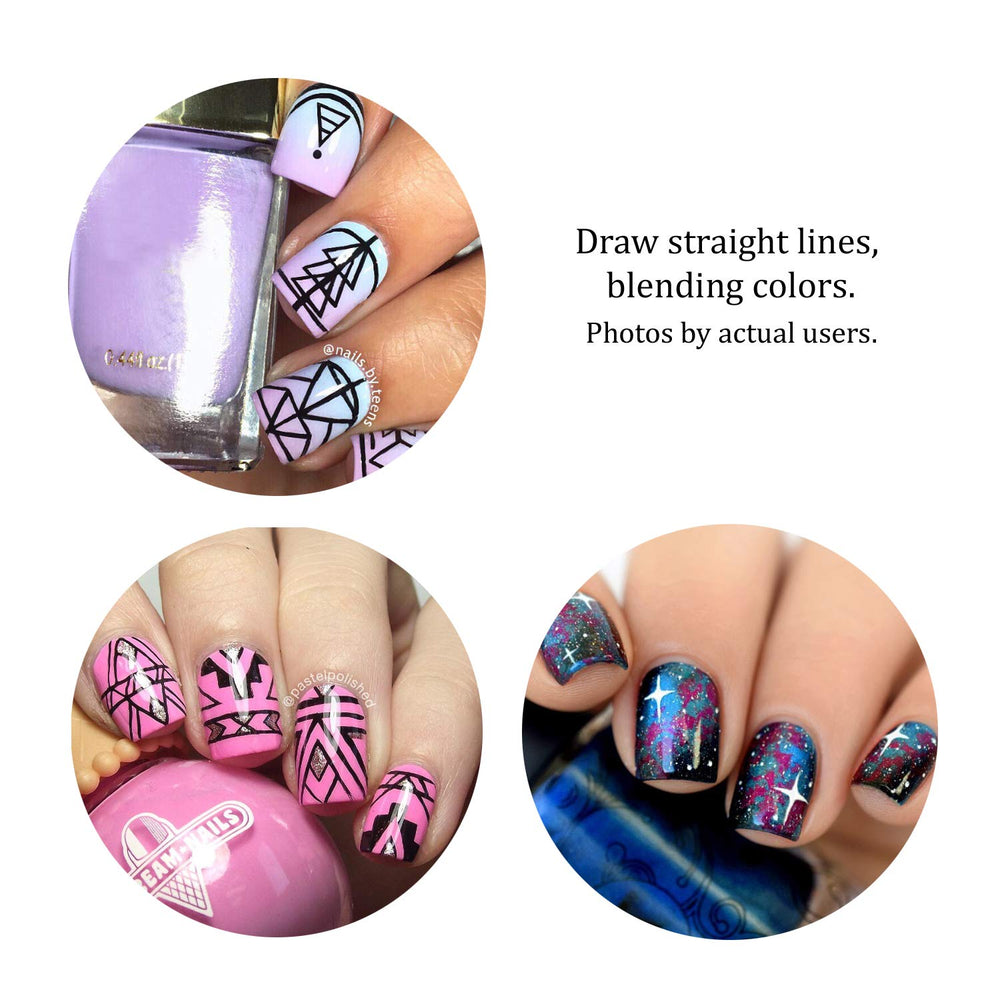 Ensemble trois pinceaux Berry Wine idéal pour art des ongles et détails délicats.