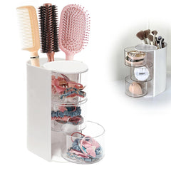 Organisateur Wiojtry rotatif 3 étages en blanc pour accessoires cheveux.