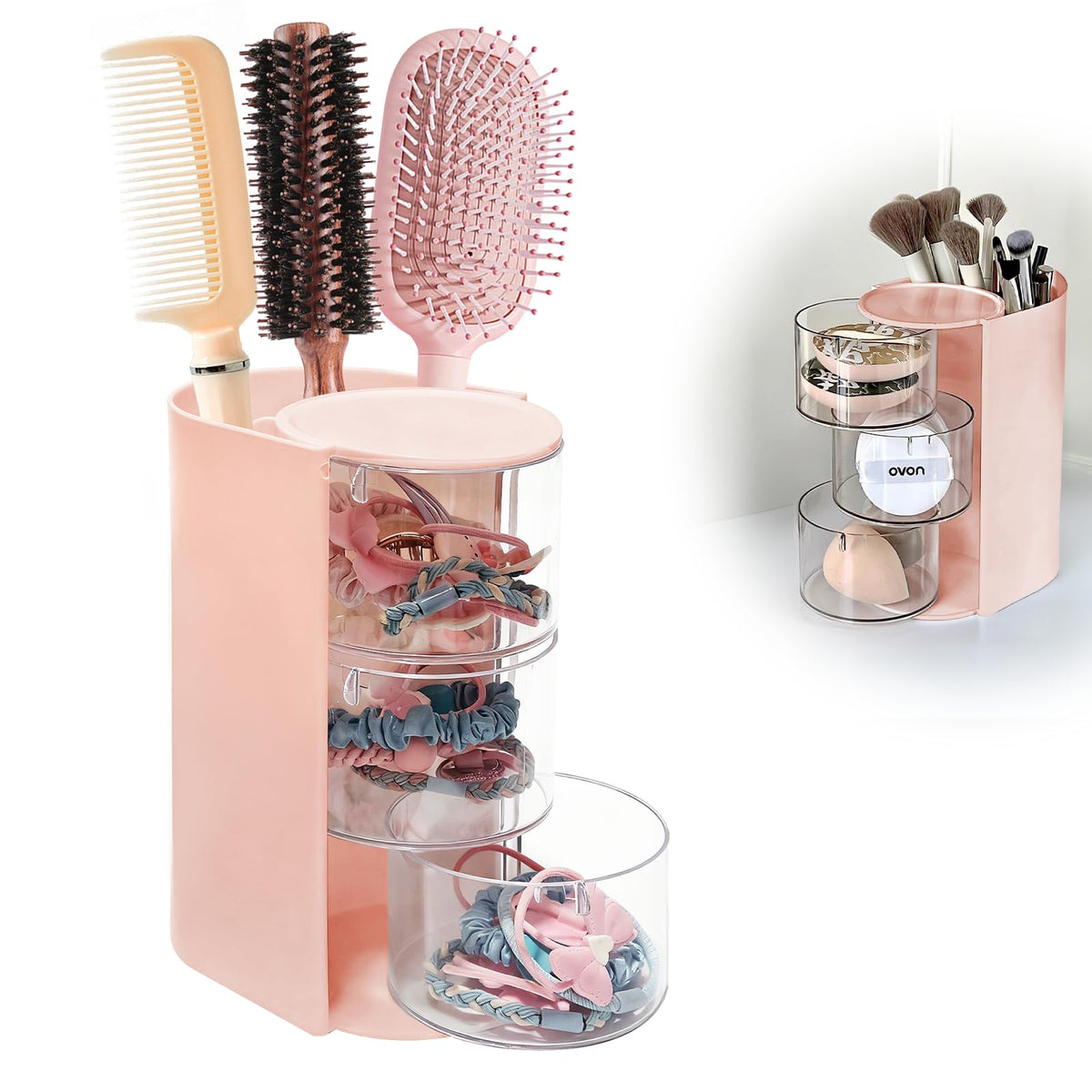 Wiojtry organiseur accessoires cheveux 3 étages rotatif, gain d'espace.