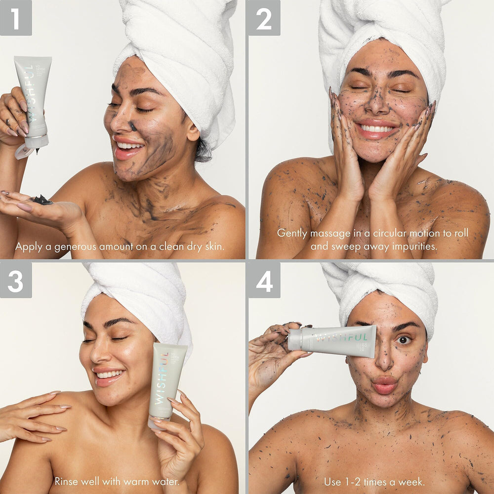 La texture du gommage Wishful pour visage et corps, exfoliante et confortable.