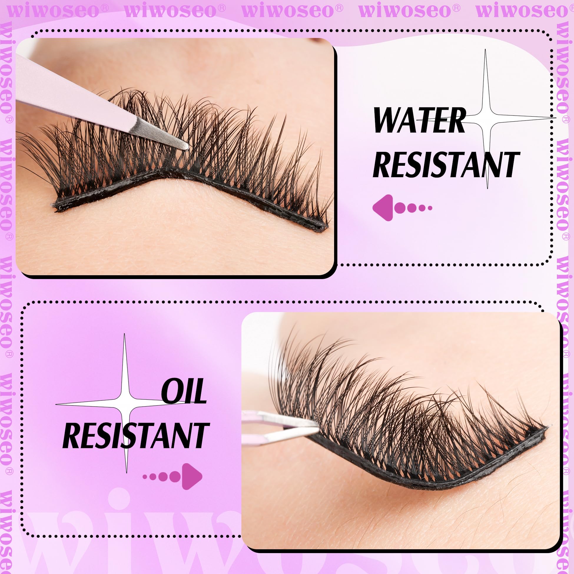 Application sans colle avec les cils Wiwoseo et pince fournie.