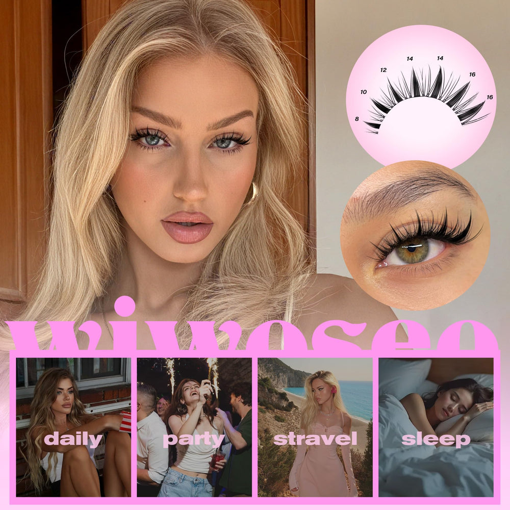Cils manga clusters wiwoseo 10mm, volume modéré pour un effet naturel.