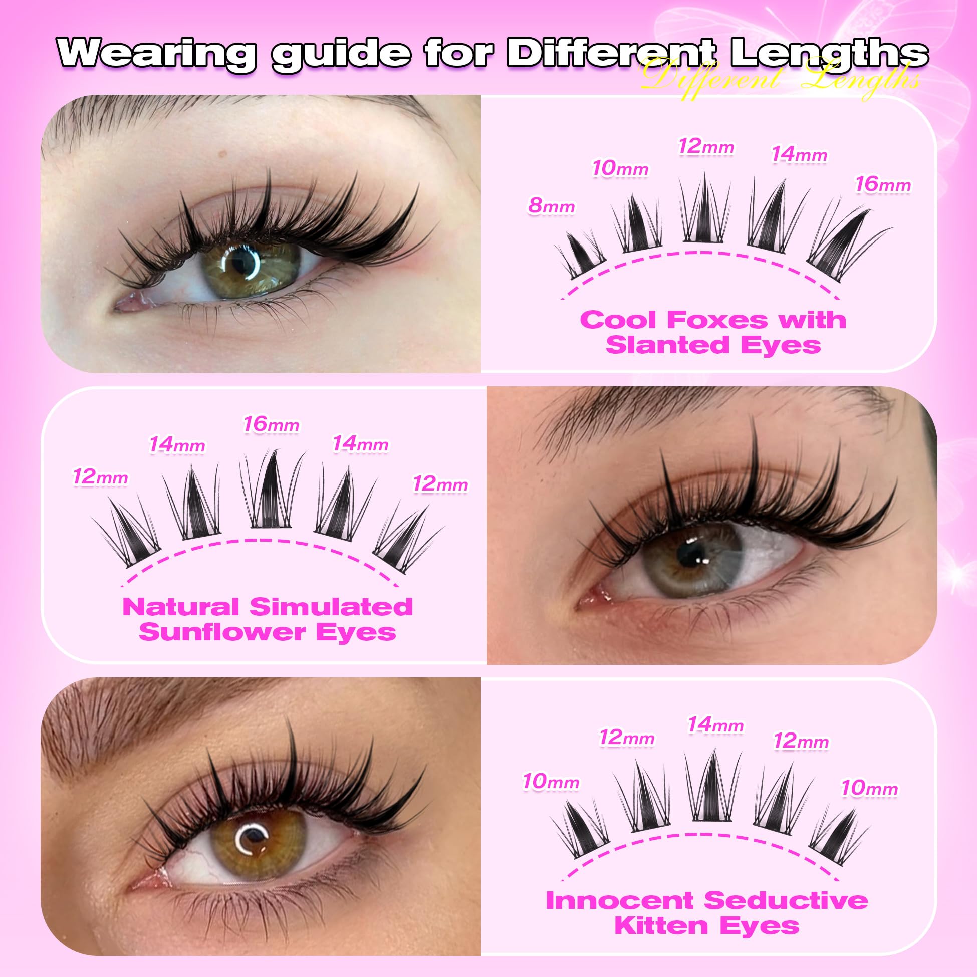 Cils manga clusters wiwoseo 12mm, regard plus présent pour les soirées.
