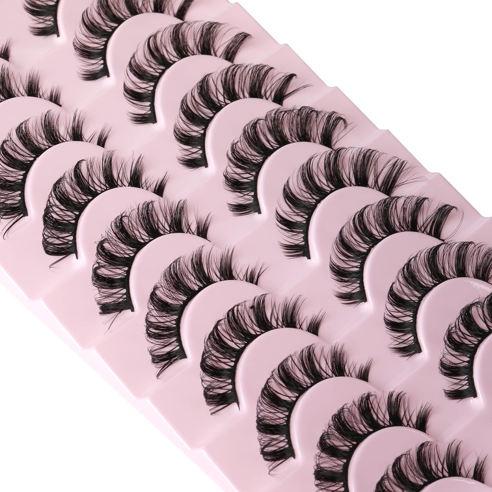 Cils russes Wiwoseo 15 mm, lot de 10 paires pour un volume naturel.