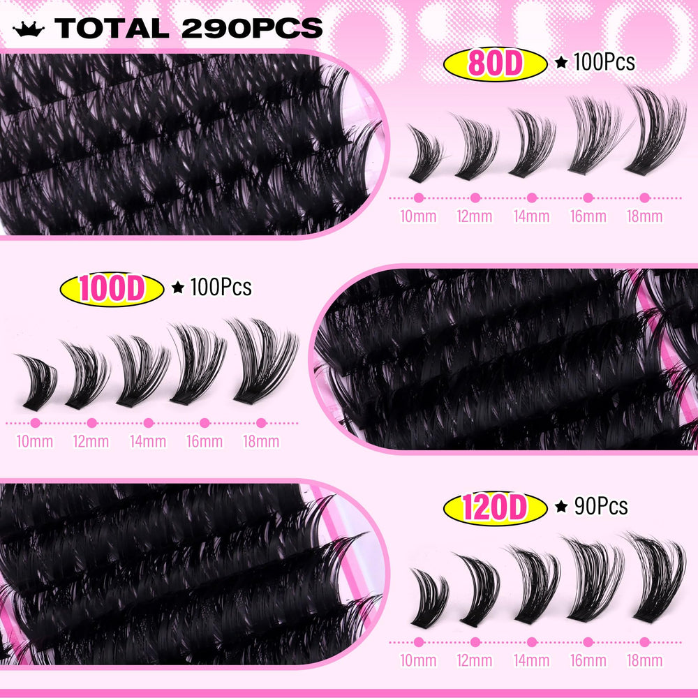 wiwoseo clusters cils fluffy 10-18mm: effet volumineux et léger pour rendu naturel