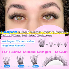 wiwoseo clusters cils regard naturel sans bande invisible, effet duveteux et volumineux