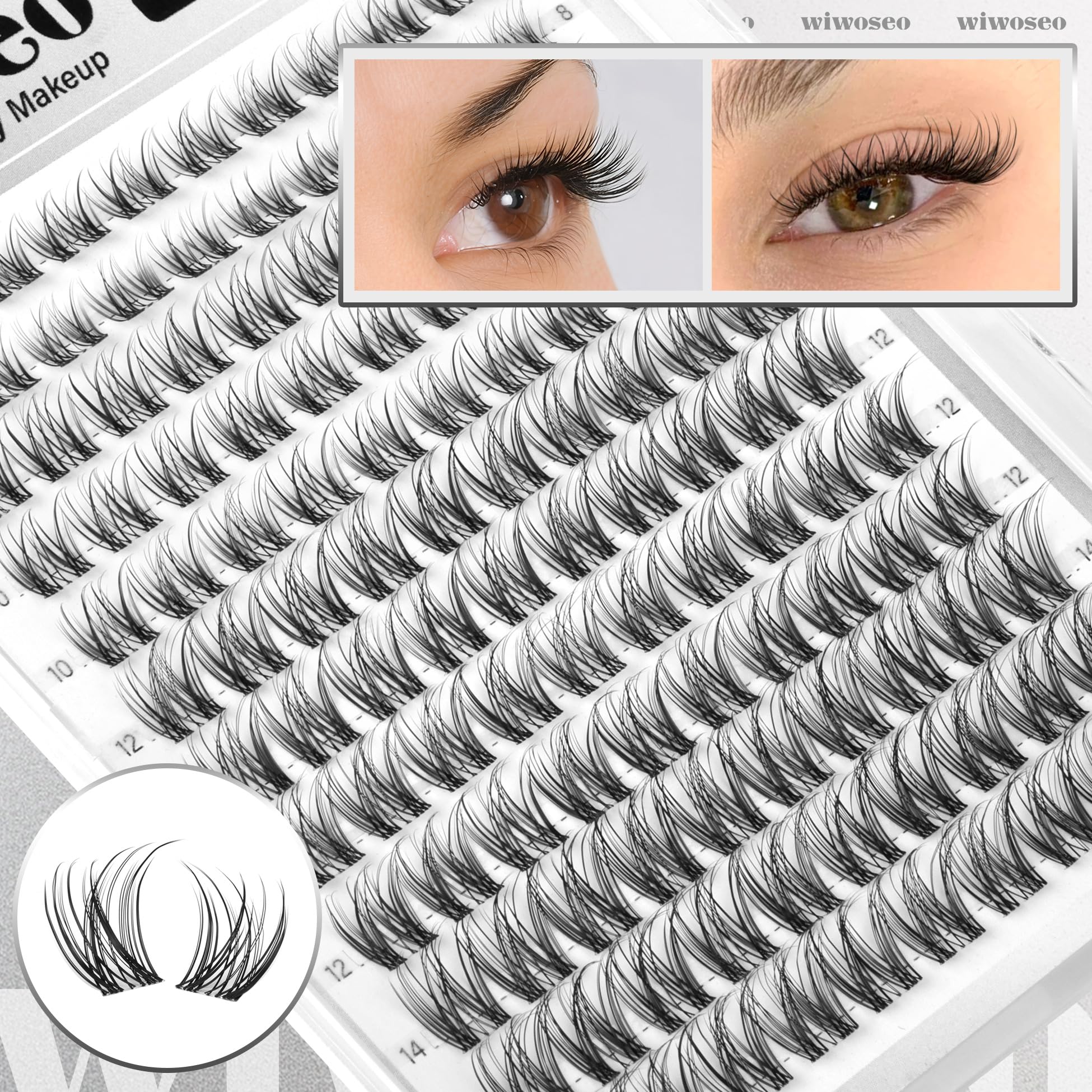 wiwoseo flaunt lash clusters beginner kit for a DIY lash look.