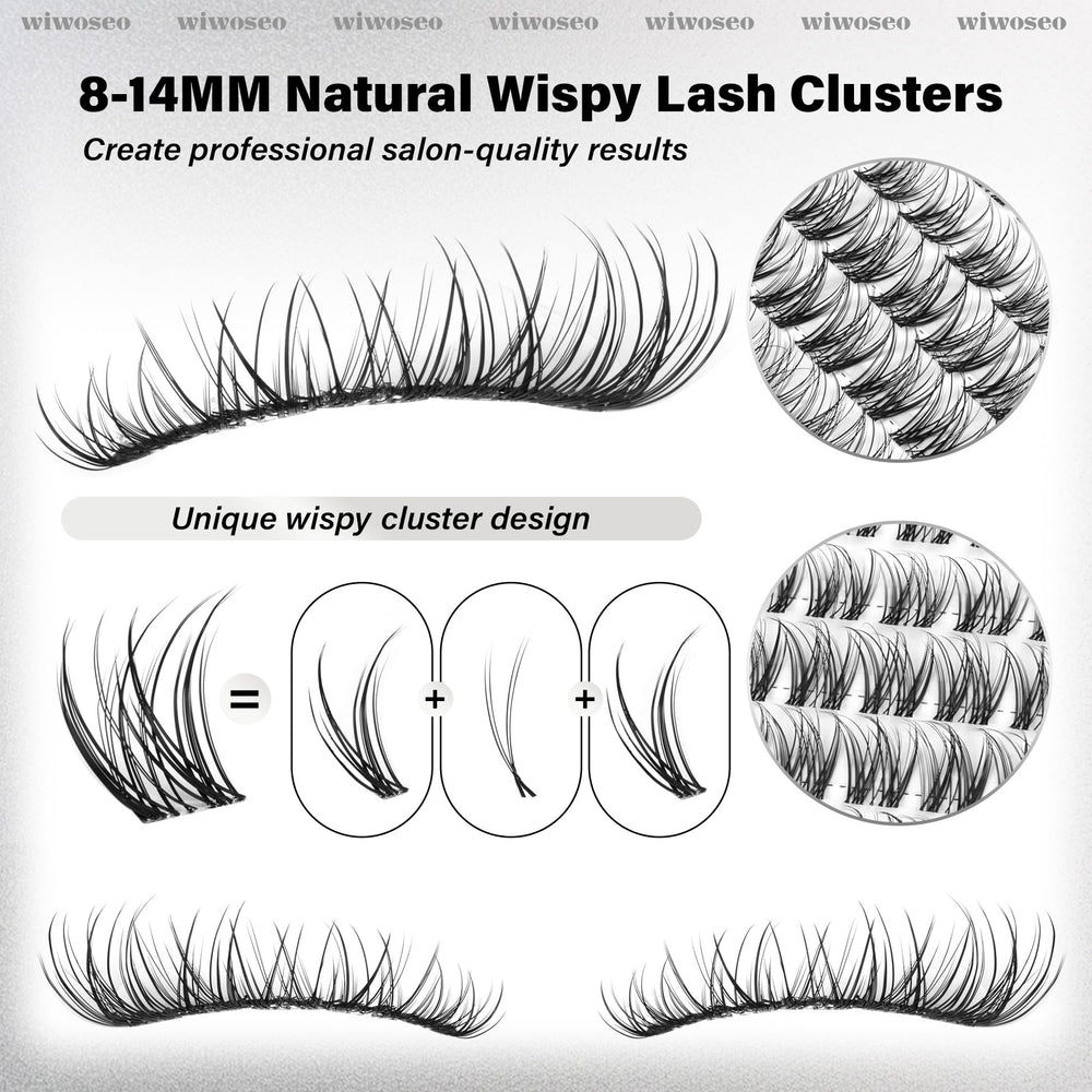 wiwoseo flaunt lash clusters clear bond and seal for precise application.