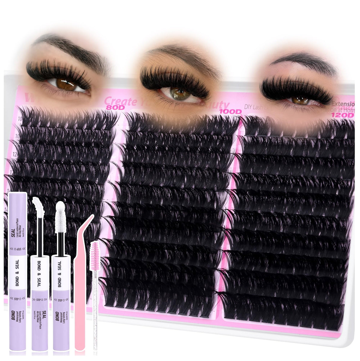 wiwoseo kit clusters cils 80D-100D-120D: volume intense pour un regard glamour