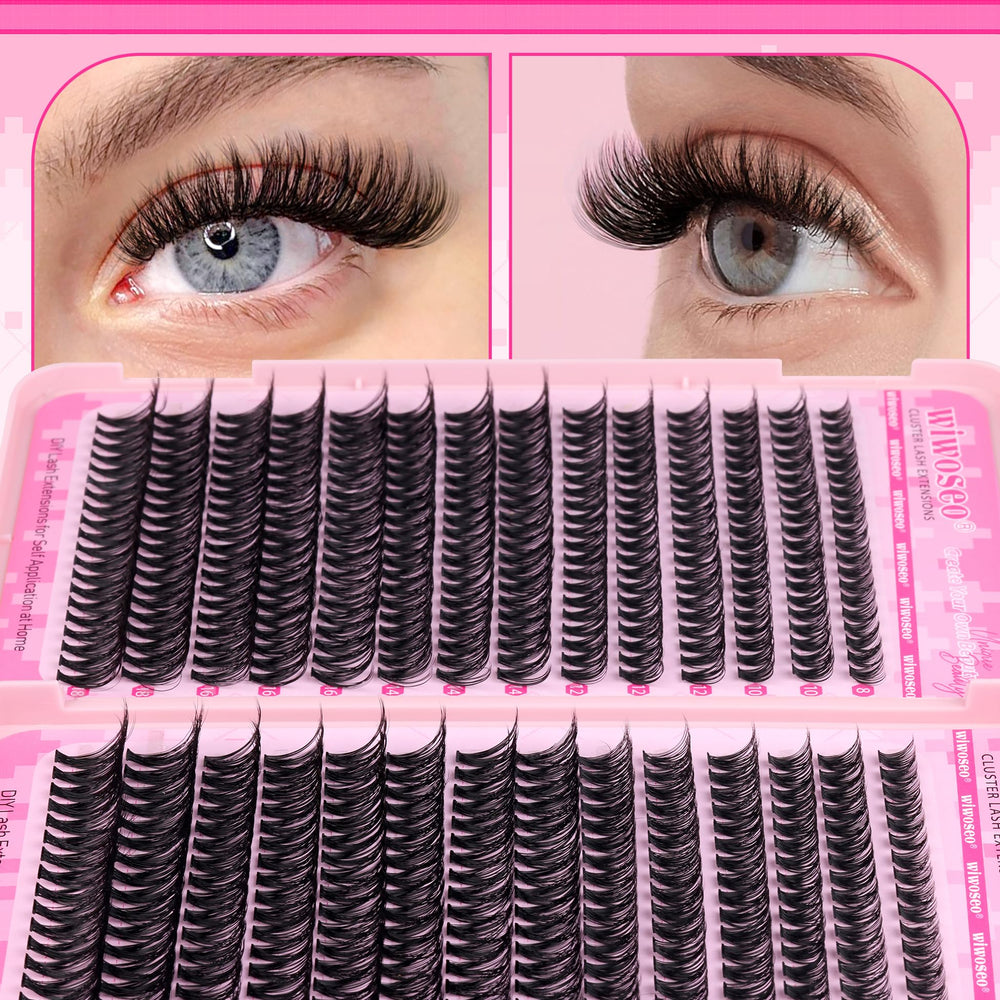 wiwoseo Wispy Lash Clusters, 16mm volume pour un effet volumineux mais léger.