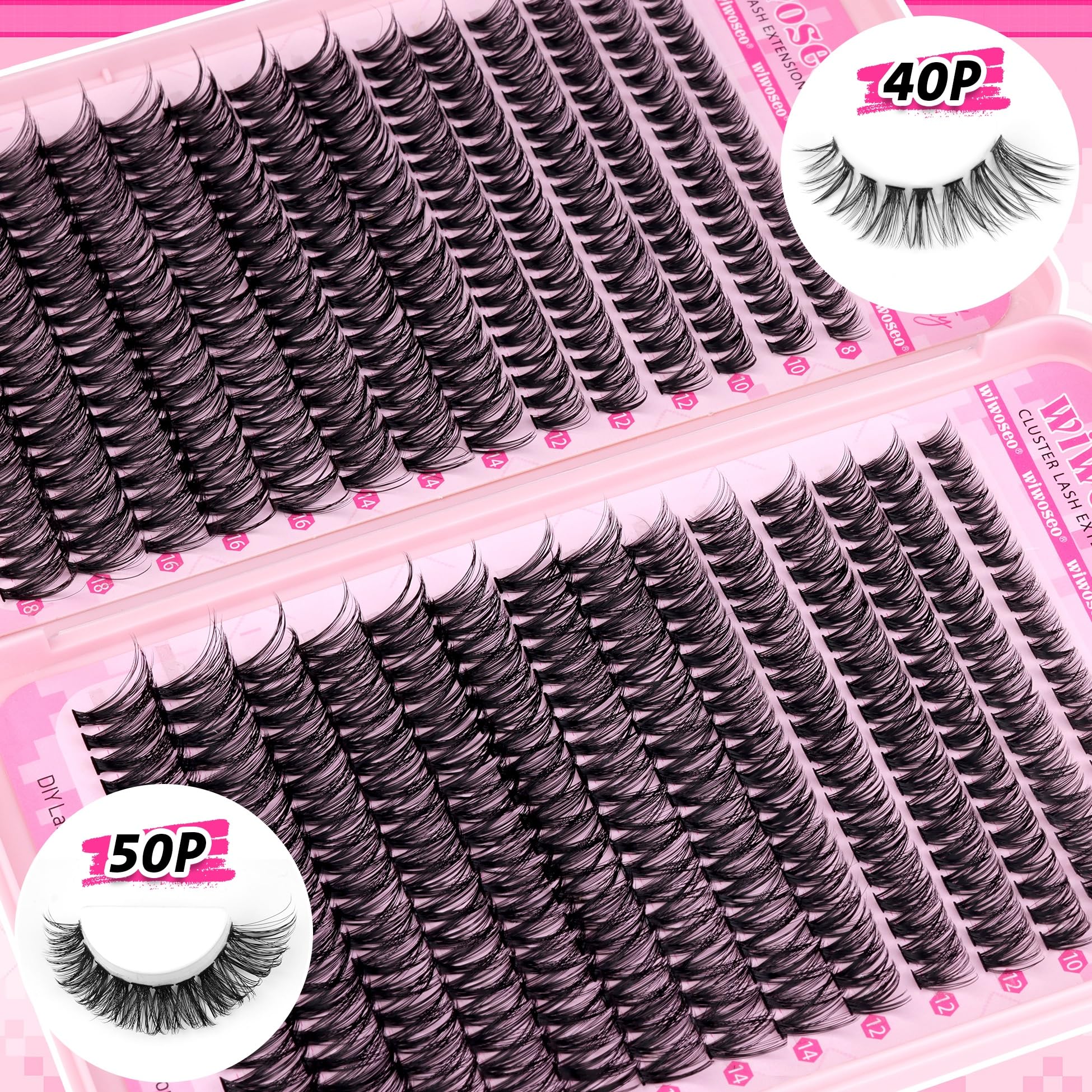 wiwoseo Wispy Lash Clusters, 9mm naturel pour un rendu léger et rapide.