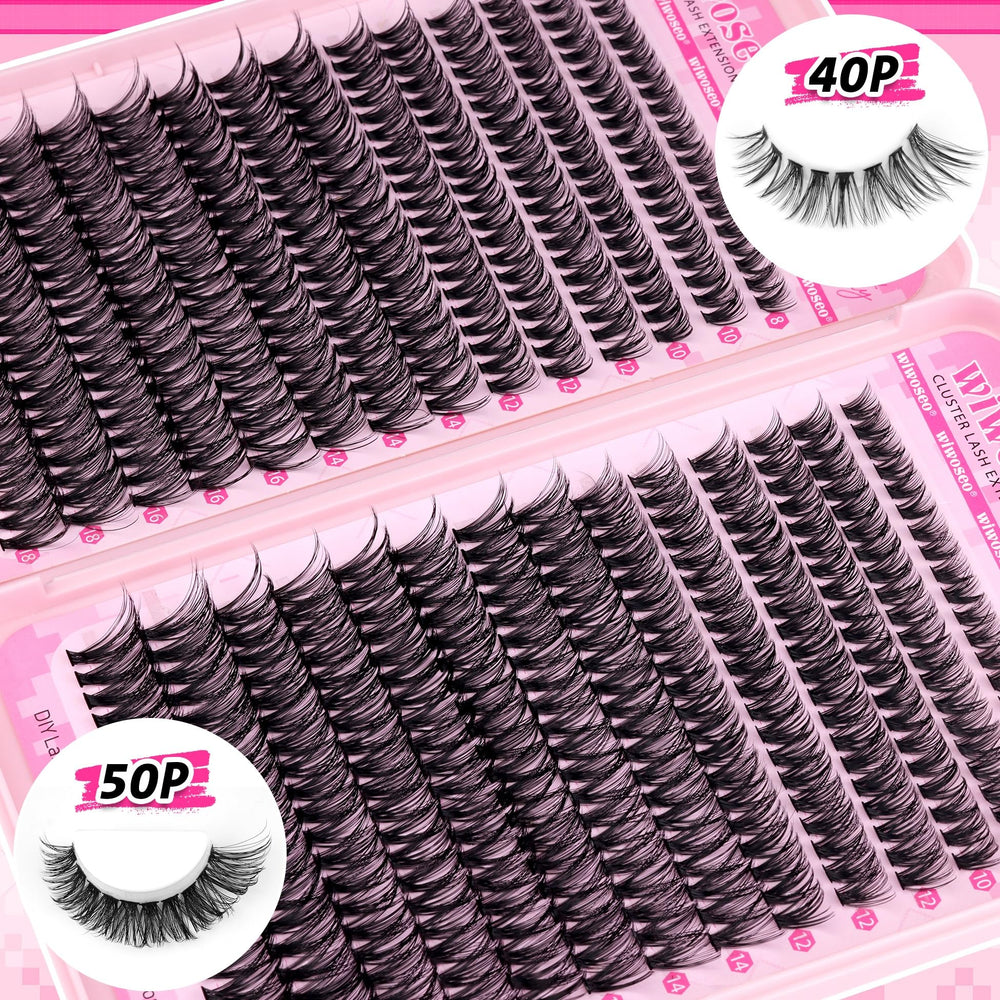 wiwoseo Wispy Lash Clusters, 9mm naturel pour un rendu léger et rapide.