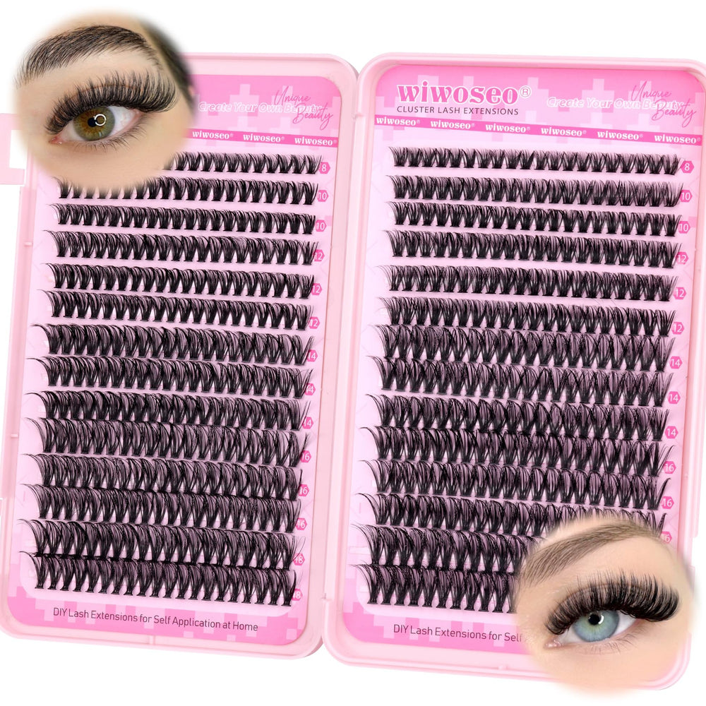 wiwoseo Wispy Lash Clusters, densité 40D50D personnalisable pour chaque œil.