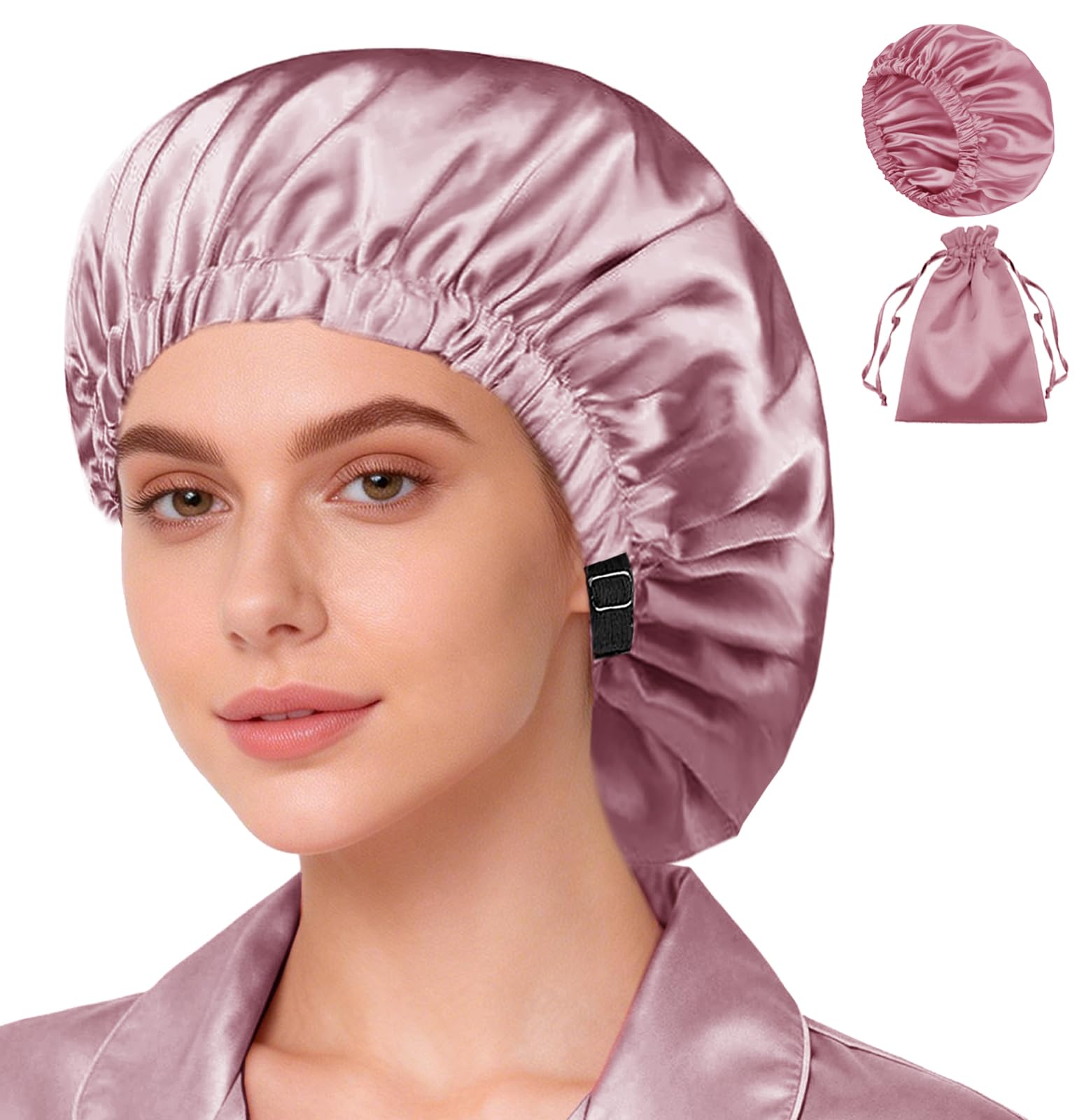 Bonnet satin WJing Yi Jia pour cheveux longs, couvre toutes les coiffures nocturnes