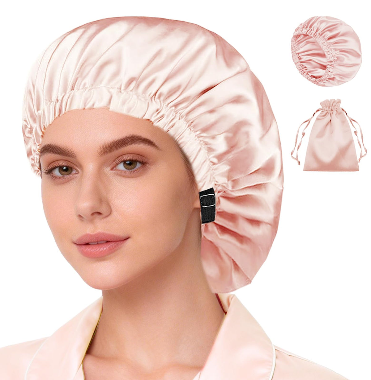Bonnet satin WJing Yi Jia pour dormir, protège les cheveux et réduit les frottements nocturnes