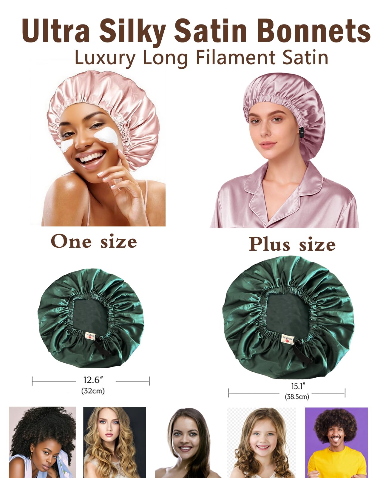 Bonnet satin WJing Yi Jia protège les cheveux, réduit les frictions et la casse