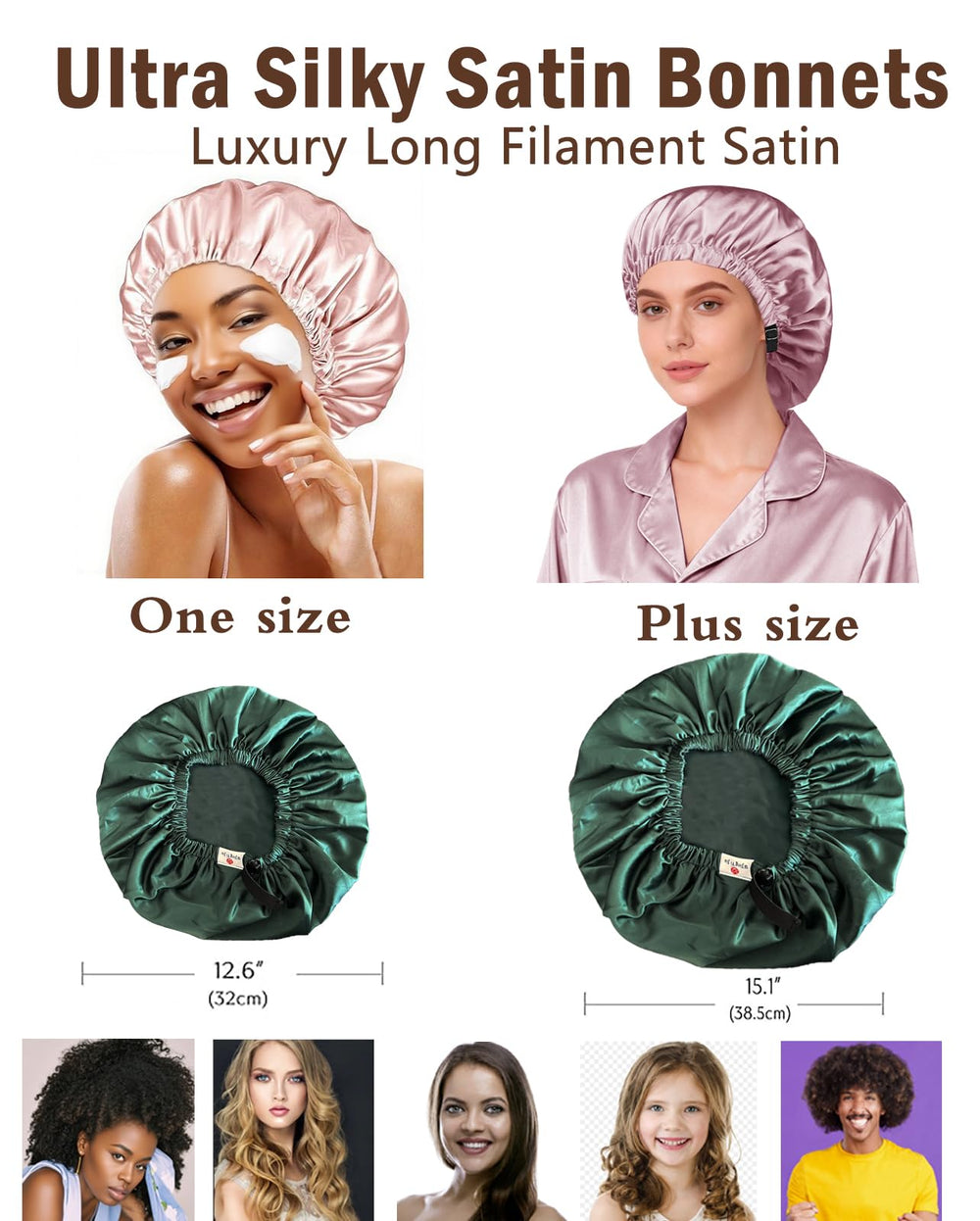 Bonnet satin WJing Yi Jia protège les cheveux, réduit les frictions et la casse