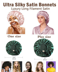 Bonnet satin WJing Yi Jia protège les cheveux, réduit les frictions et la casse