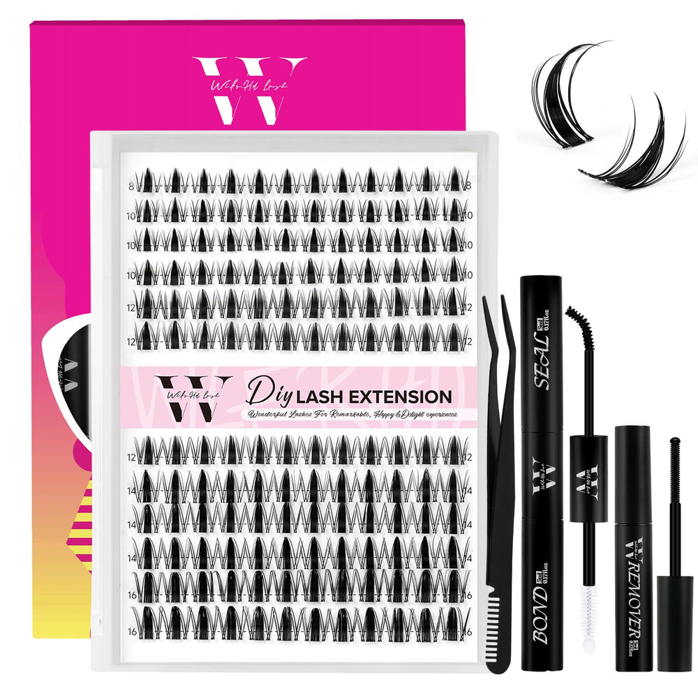 WLFRHD kit clusters cils manga 144 pièces, pose rapide et modulable.