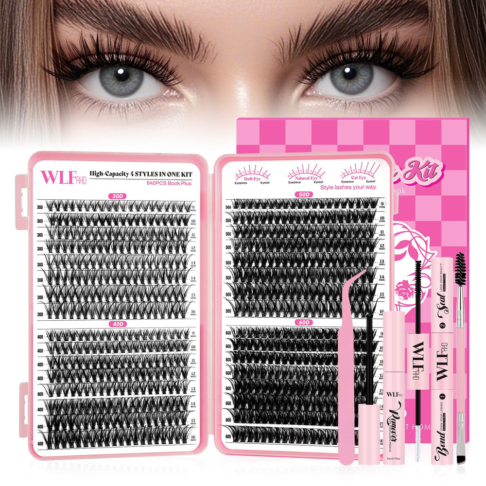 WLFRHD kit-extension-cils 640 pièces: ensemble complet pour un effet salon à domicile.