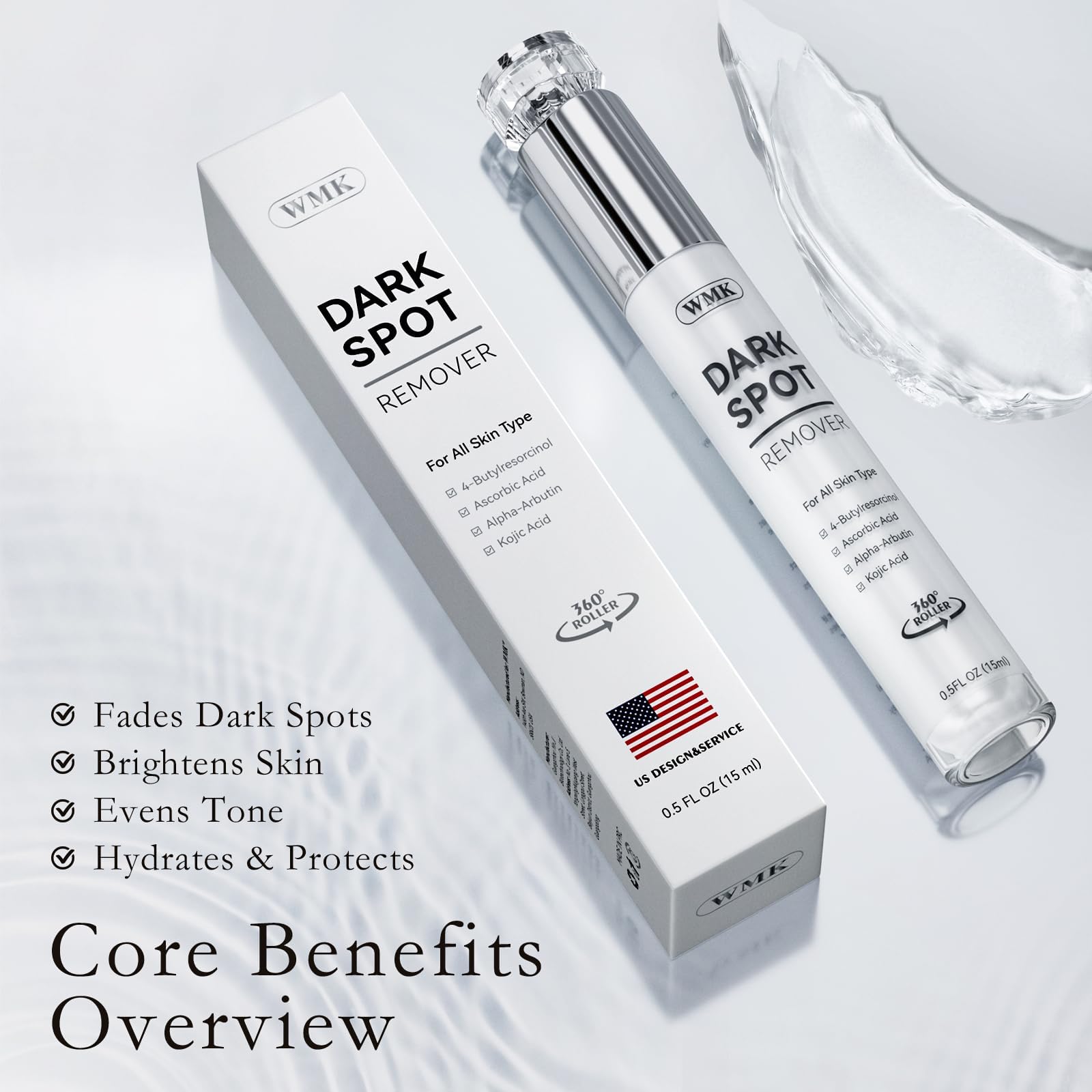 WMK Dark Spot Remover — roller d’application intégré, absorption rapide sans résidu