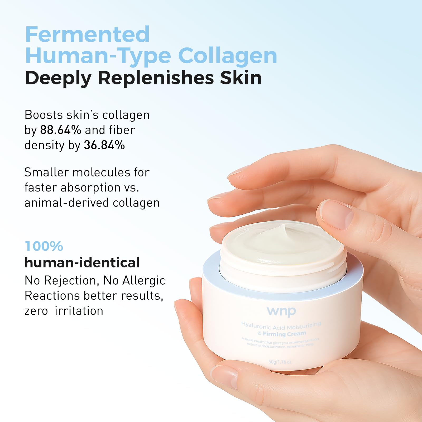 Crème WNP anti‑âge: peptides et collagène, texture légère et peau plus ferme.