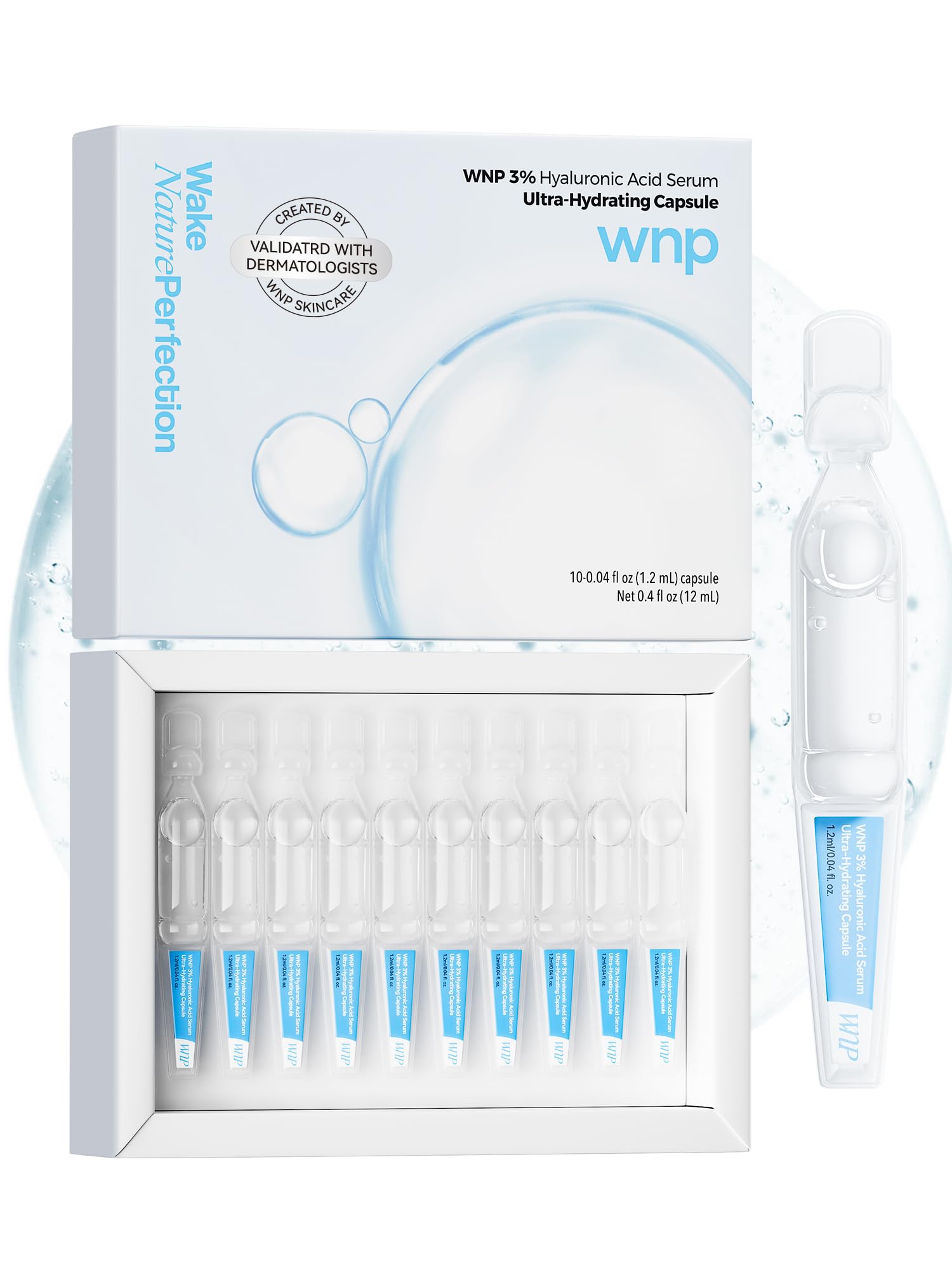 Le sérum WNP Hyaluronique 3% en flacon monodose offre une hydratation durable.