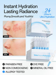Application rapide du sérum WNP sur le visage avant le maquillage.
