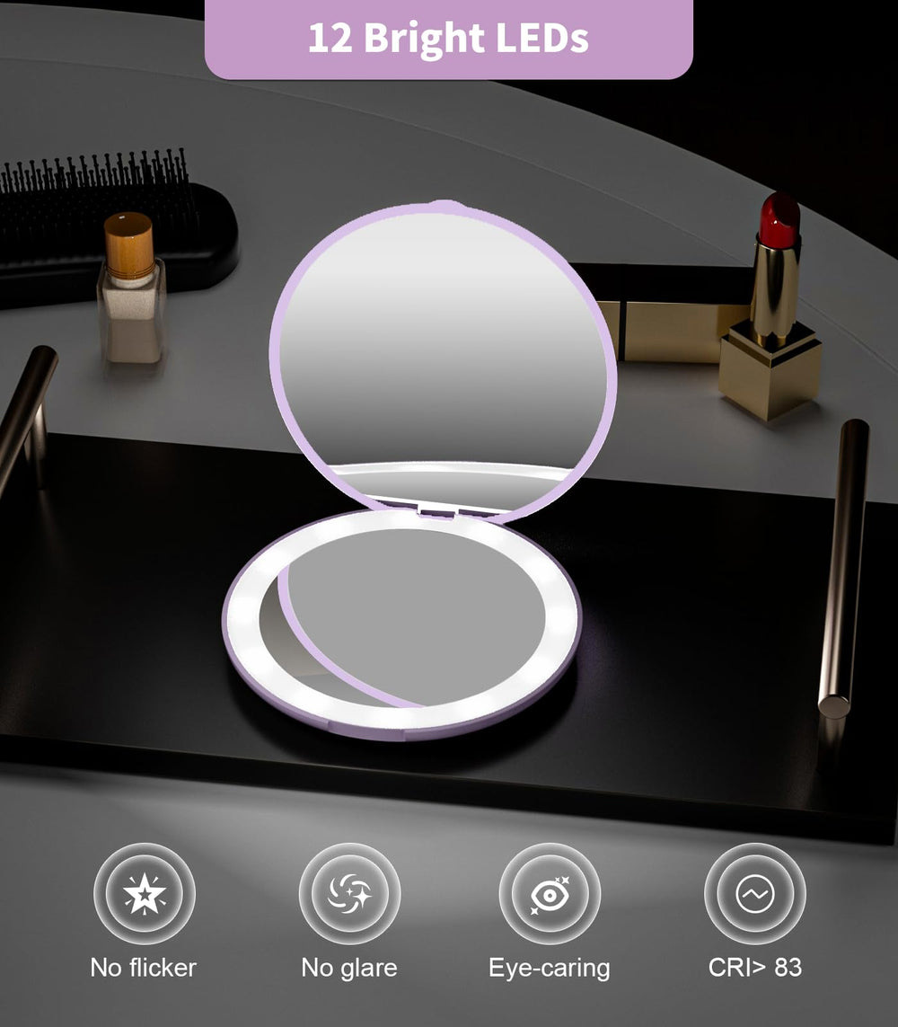 Miroir WOBSION diamètre 3,5 pouces, taille parfaite pour sac à main.
