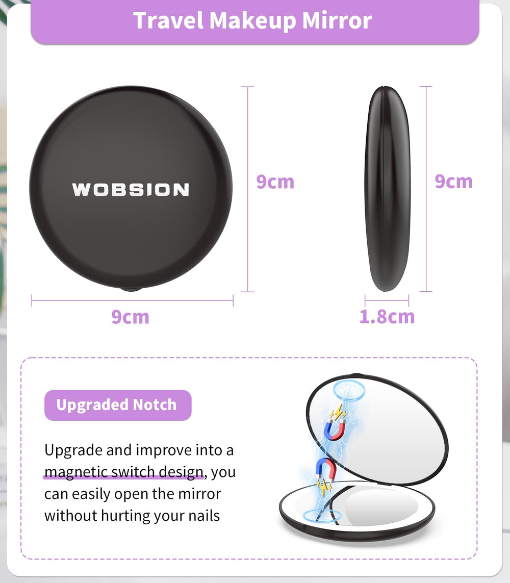Éclairage LED intégré sur le miroir WOBSION pour un maquillage fidèle.