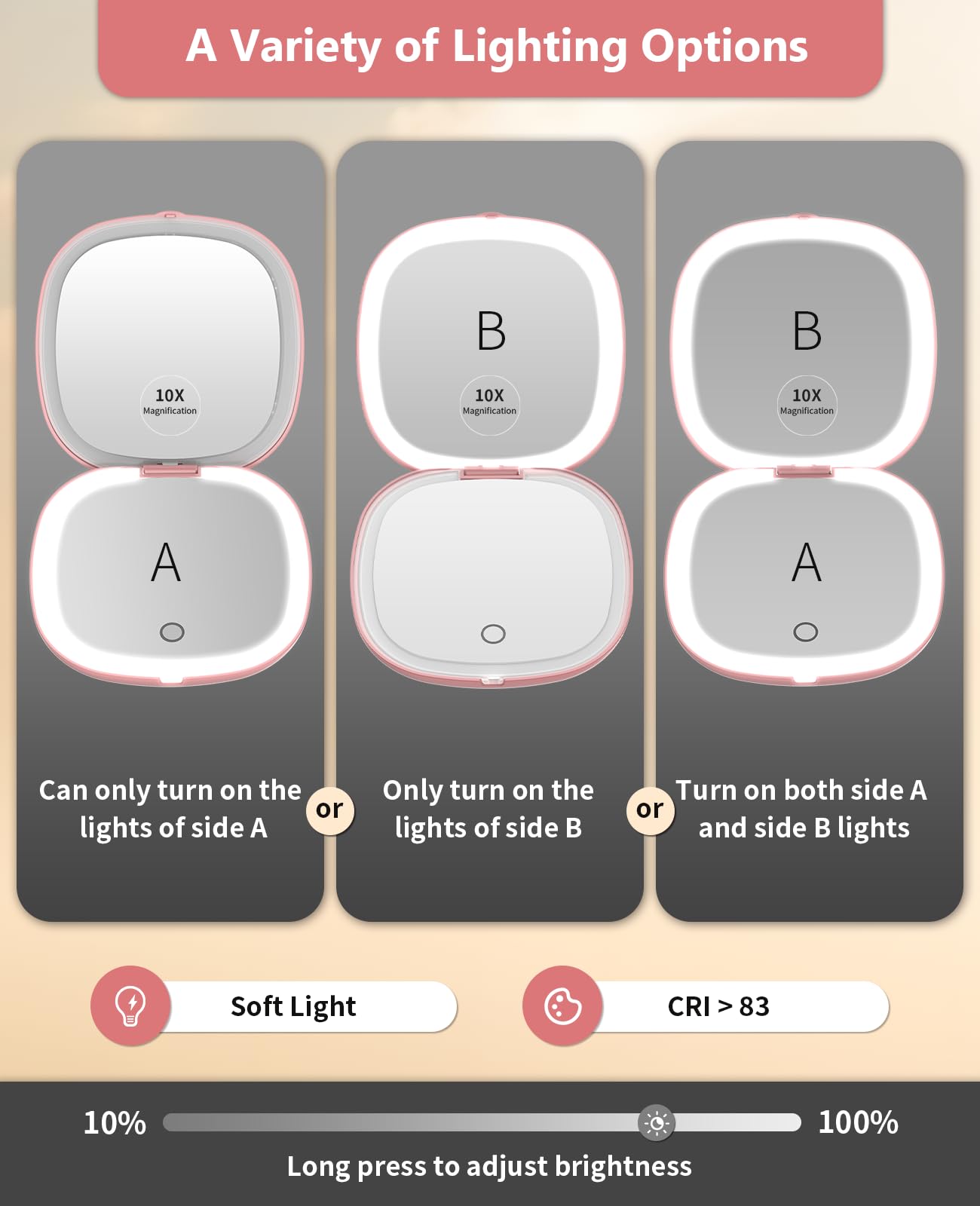 Miroir WOBSION commandes tactiles pour régler la brillance facilement