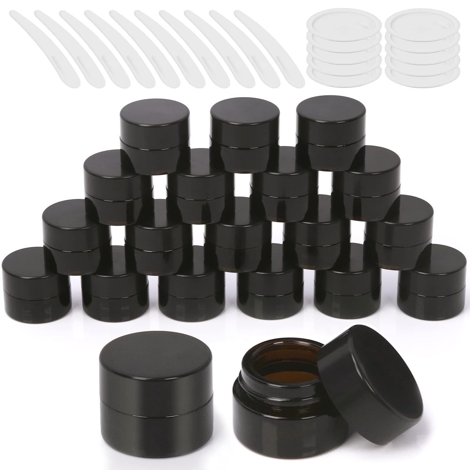 Bocal en verre ambré Wokape avec couvercle noir, protection contre les rayons UV.