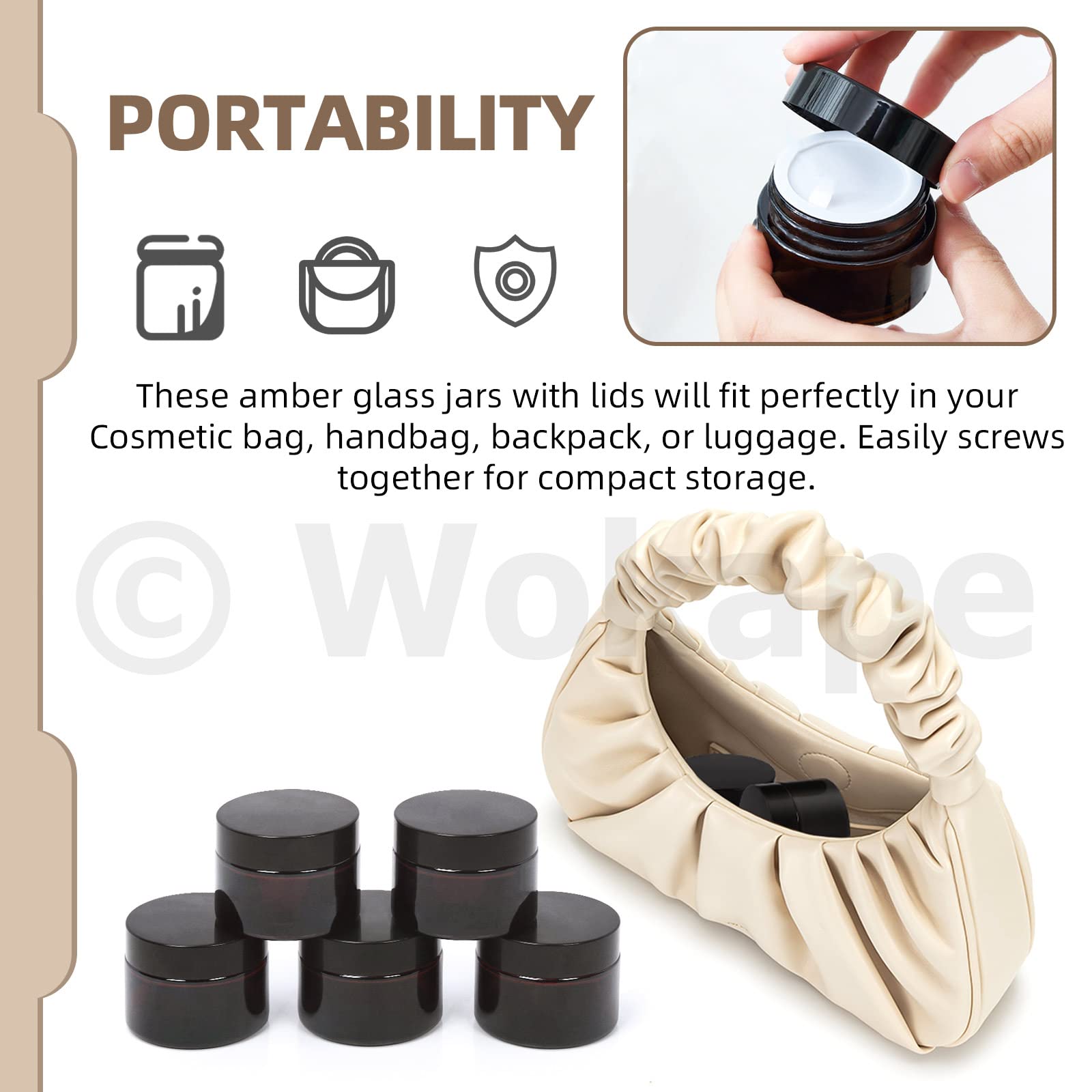 Spatules compactes incluses pour prélever et appliquer.